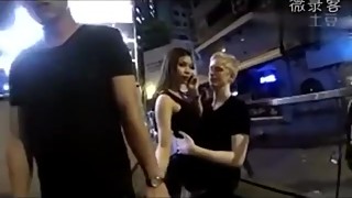 Hongkong dickless cuckold watch his bitch girlfriend fucked by white guy